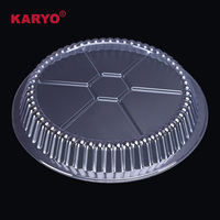 KARYO Couvercles ronds transparents en plastique BOPS de 7 pouces, 8 pouces et 8,6 pouces en PET pour bols en pulpe et couvercles dôme pour contenants alimentaires ronds en aluminium