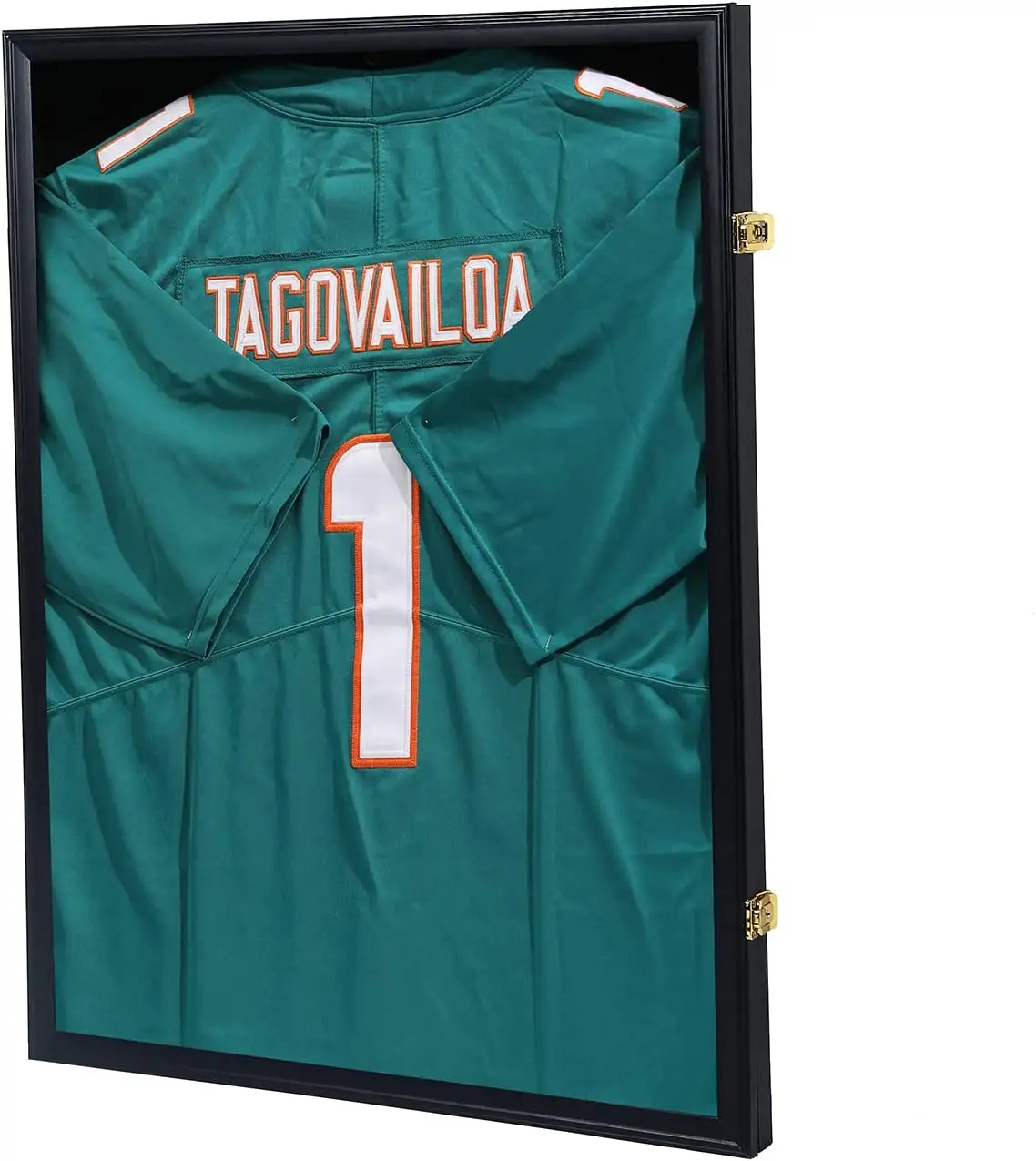 Jersey Display Frame Shadow Box for Jersey Display Case with Acrylic Anti Fade UV Protection Gold Locks