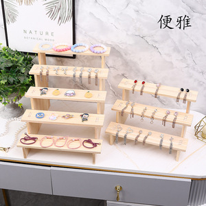 Expositor de escritorio tipo caja ciega, escalón de madera, figuras de plantas suculentas en maceta, letreros, muñecas, modelos y adornos - Product Image 3