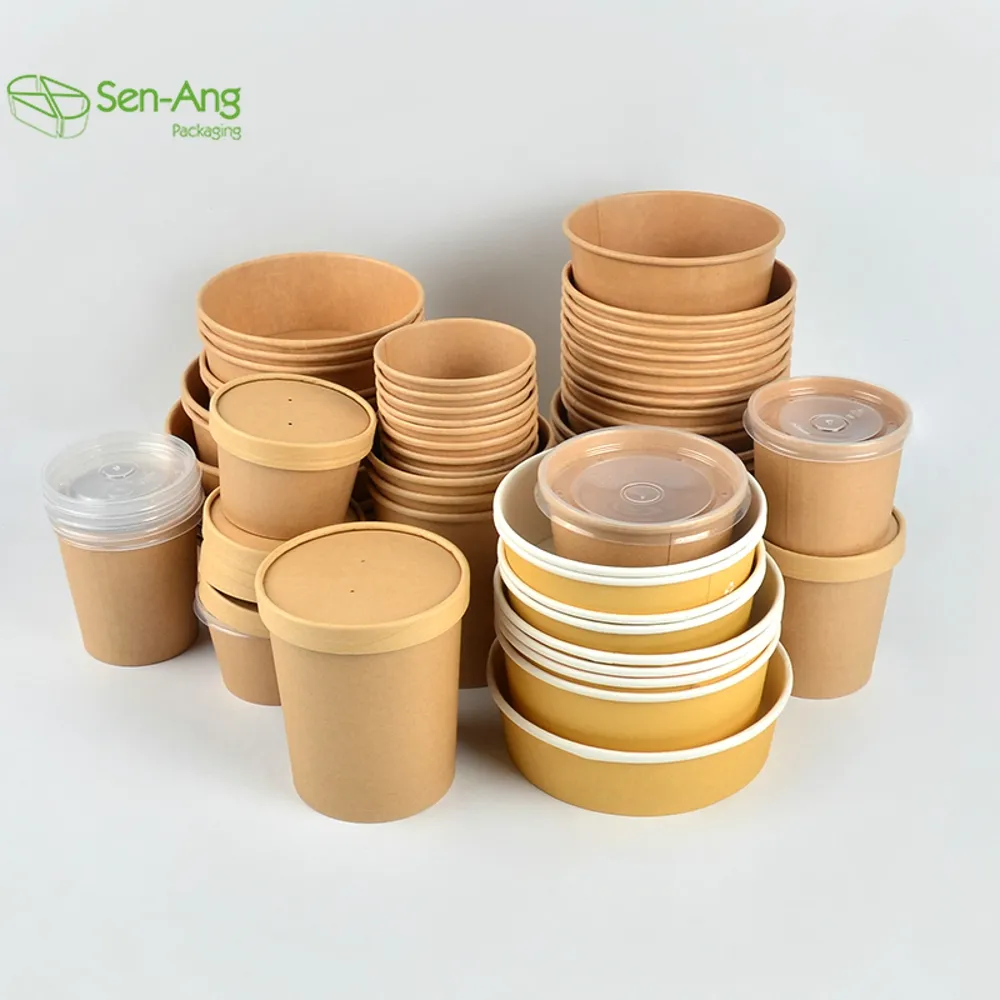 SenAng05 la nouvelle liste soupe végétale personnalisée jetable tasse biodégradable 450Ml seau d'emballage alimentaire à emporter