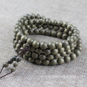 108 Bead Buddhist Prayer <b>Bracelet</b> Dark Golden Nanmu Ebony Unisex Ethnic Style Jewelry Gift - Product Image 2