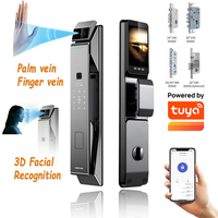 Tuya Smart Home puerta cerradura reconocimiento Facial Wifi App Control pantalla intercomunicador Biohacking RF Tarjeta de Identificación nube madera Compatible