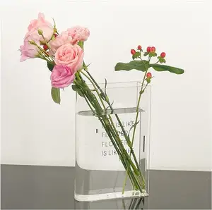 Crystal Acrylic Book Flower Vase Modern Book Shaped Display Vase