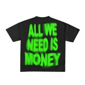 <b>Y2K</b> All We Need Is Money Tee Knitted Print Graphic T-<b>Shirts</b> Vintage Oversized Streetwear Casual Acid Washed 100% Cotton - Product Image 4