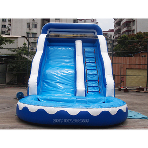 Cầu trượt nước thương mại lượn sóng 17 'với hồ bơi làm bằng 18 oz. Bạt PVC từ nhà sản xuất bơm hơi Quảng Châu - Product Image 2