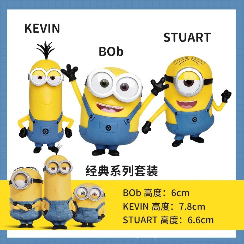 Minions genuinos: tres muñecas pequeñas clásicas.