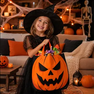Durable Reusable Halloween <b>Craft</b> Packaging Tote <b>Bags</b> with Custom Logo Heat Pressed Printing Low MOQ halloween non-woven <b>bag</b> - Product Image 3