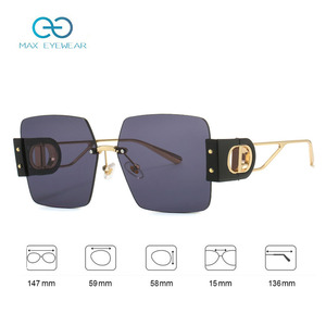 แว่นกันแดดทรงสี่เหลี่ยมไร้กรอบ Retro Rimless MAX รุ่น Unisex ขนาดใหญ่พิเศษ ป้องกันรังสียูวี 400 ได้รับมาตรฐาน CE คุณภาพสูง ปี 2023 - Product Image 4