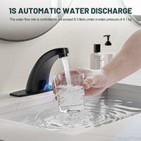 Robinet d'induction moderne en laiton noir HLK, sortie d'eau automatique pour lavabo simple, avec cartouche céramique pour salle de bain