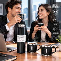 Bouteille d'eau isotherme à double paroi en acier inoxydable de 500 ml, tasse de voyage pour café, couvercle anti-fuite, écologique, logo personnalisé