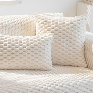 Honeycomb Velvet <b>Sofa</b> Cushion Pad Type 90-140cm Solid Color Chenille Machine Washable <b>Sofa</b> <b>Cover</b> <b>For</b> Home Use - Product Image 2