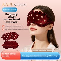Masque pour les yeux en dentelle velours rouge bordeaux - Conception confortable pour l'ombrage, idéal pour le bureau/la pause déjeuner, style épuré, personnalisation du logo