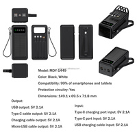 Batterie Externe Solaire 50000mAh 40000mAh 30000mAh avec 4 Câbles Intégrés, Lampe de Camping, Cordon, Chargeur Portable, Batterie Externe Multi-Ports