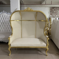 Fauteuil double de style cage à oiseaux blanc et or, pour événements de mariage européens, personnalisable