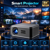 Projecteur MAXPG 5 pouces LCD ATSC TV numérique en direct HD 1080P natif Android Mise au point automatique avec haut-parleurs HiFi Home Cinéma