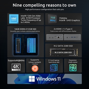 Mini PC <span class=keywords><strong>BMAX</strong></span> B4 Plus di Alta Qualità con Windows 11, 16GB+512GB, Intel Alder Lake N100, WIFI, Supporto Doppio HMI / RJ45 - Product Image 3