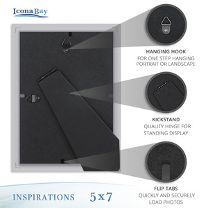 Cadre Photo Moderne en Plastique Résine 5X7 PS de Haute Qualité Gris avec Argent et Verre pour Décoration de Bureau ou Murale pour Maison - Product Image 5