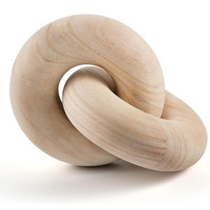 Decorazione con nodo in legno a 2 anelli-decorazione a catena da tavolino, stile moderno retrò minimalista rurale bohémien intagliato a mano - Product Image 1