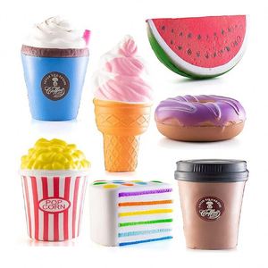 Jouet sensoriel amusant rempli d'eau en forme de crème glacée, lot de 6 jouets compressibles en TPR pour soulager le stress, collection de desserts moelleux - Product Image 1