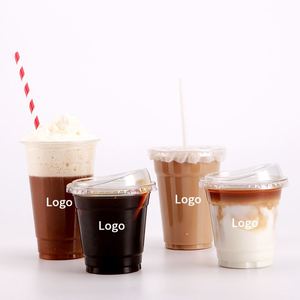 Gobelets en plastique jetables PET 16oz 98mm avec couvercles, transparents, pour boissons froides à emporter, vodka, couvercles plats personnalisables - Product Image 2