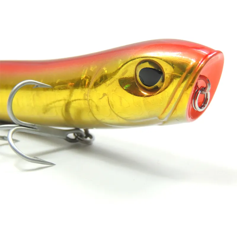 Señuelo de pesca Popper de 110mm y 26G, cebo de pesca de plástico ABS flotante con agua superior, acción de hundimiento de ojos 3D para pesca