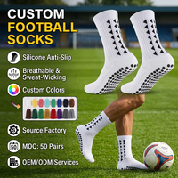 Chaussettes de football personnalisées en jacquard tricoté, antidérapantes, pour jeunes et adultes, avec motifs de grip sur la semelle, pour l'entraînement de football masculin
