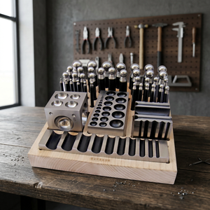 Juego de bloques de punzonado Doming de 40 piezas, herramientas de joyería de acero para conformado y abocardado con soporte de madera GS619 - Product Image 3