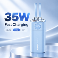 Batterie externe à charge rapide 35W 20000mAh avec câbles USB-C et 8 broches intégrés, pack de batterie portable pour téléphone et tablette
