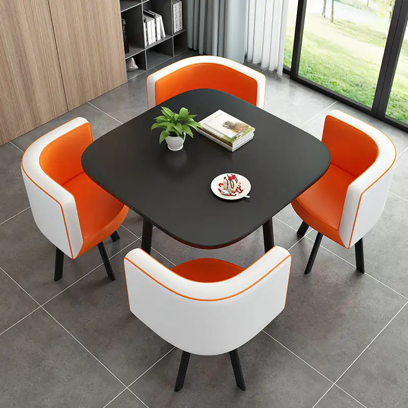 Mesa de comedor de madera para restaurante, moderna y lujosa Mesa Redonda de MDF, juegos de comedor de cocina individual de 5 piezas para espacio pequeño