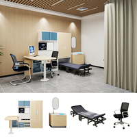 Meubles d'hôpital modernes en métal, acier inoxydable et bois, bureau et chaise de médecin avec armoire