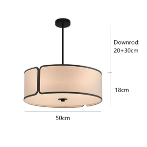 Luminaire suspendu en tissu de style chinois moderne, lustre rond en forme de tambour E27 LED pour salon, chambre à coucher, salle à manger, restaurant - Product Image 6