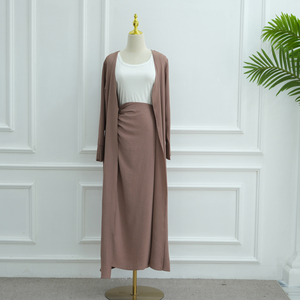2026 Loriya estate nuova moda 2 pz Abaya aperta con dettaglio regolabile increspato gonna abbinata-abiti da donna <span class=keywords><strong>abbigliamento</strong></span> <span class=keywords><strong>islamico</strong></span> - Product Image 5