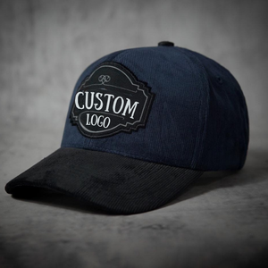 Gorra de béisbol snapback de pana de 6 paneles al por mayor, gorra de papá vintage de pana con visera plana para bordado en blanco - Product Image 2