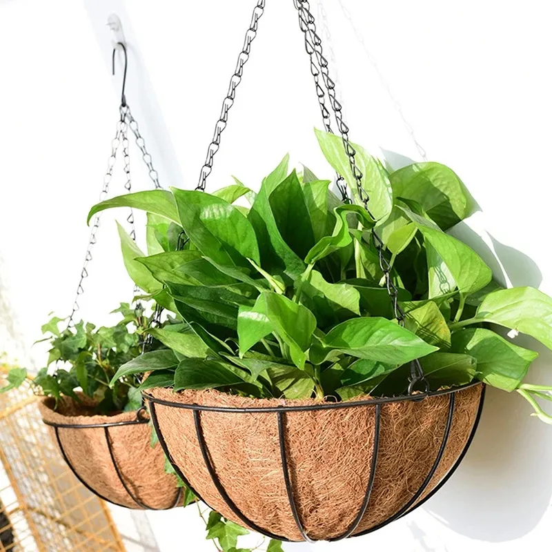 8''-16'' Hot Selling Wholesale Wall Hanging Flower Basket Decoration Hanging Baskets Flowers Outdoor Coconut Palm Hanging Basket