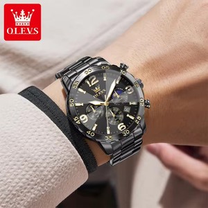   Reloj para Hombre 3678, Original de Acero Inoxidable, Reloj de Cuarzo, Resistente al Agua, Luminoso, con Fase Lunar, Fecha Automática, Regalos para Hombre - Product Image 4