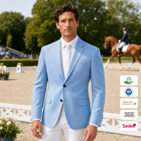 Herren Reitjacke in Himmelblau mit Reverskragen und 1-Knopf-Verschluss, Maßgeschneiderte Turnierjacke, OEM Kundenspezifischer Großhandel