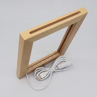 Lampe de chevet pour enfants avec cadre en acrylique LED USB, lampe photo, décoration d'intérieur, lampe à cadre, base de lampe en bois pour acrylique