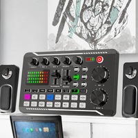 Carte son console F998 OEM Chine la plus vendue, mixeur audio professionnel pour podcast en direct, prise en charge de 2 appareils, voix réglable