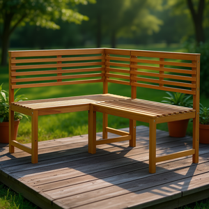 Banc d'angle de patio en bois d'acacia massif, 55,1 pouces, mobilier d'extérieur moderne et durable pour jardin et terrasse - Product Image 2