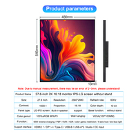 Bestseller 27,6 Zoll 2K 2560x2880 60Hz 16:18 -IPS Panel Monitor 4-Seitig Ultra-Schmaler Rahmen Monitor Quadratischer Bildschirm