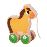 Mini cheval à pousser pour tout-petits, jouet en bois pour bébé
