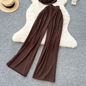 优雅宽松2件套女士上衣高腰百褶服慢跑套装批发 - Product Image 4