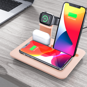 Soporte de cargador inalámbrico de 15W Dispositivo de cargador inalámbrico 4 en 1 para teléfono móvil Cargador de 3W para almohadilla de carga de <span class=keywords><strong>Airpods</strong></span> - Product Image 1