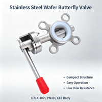 Katup Kupu-kupu Tipe Wafer D71X-10P Bodi Baja Tahan Karat Gagang Manual Segel Silikon Kontrol Pipa Air untuk Drainase