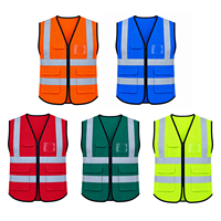Gilet de sécurité réfléchissant ANSI Classe 2 avec bande réfléchissante de 2 pouces, gilet de travail en maille haute visibilité, logo personnalisé, poches d'identification et poches à rabat