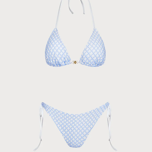 Nouveau design, vente en gros, maillot de bain bikini sexy pour femme, en tissu recyclé, bleu, avec cordon de serrage réglable, style hawaïen - Product Image 4
