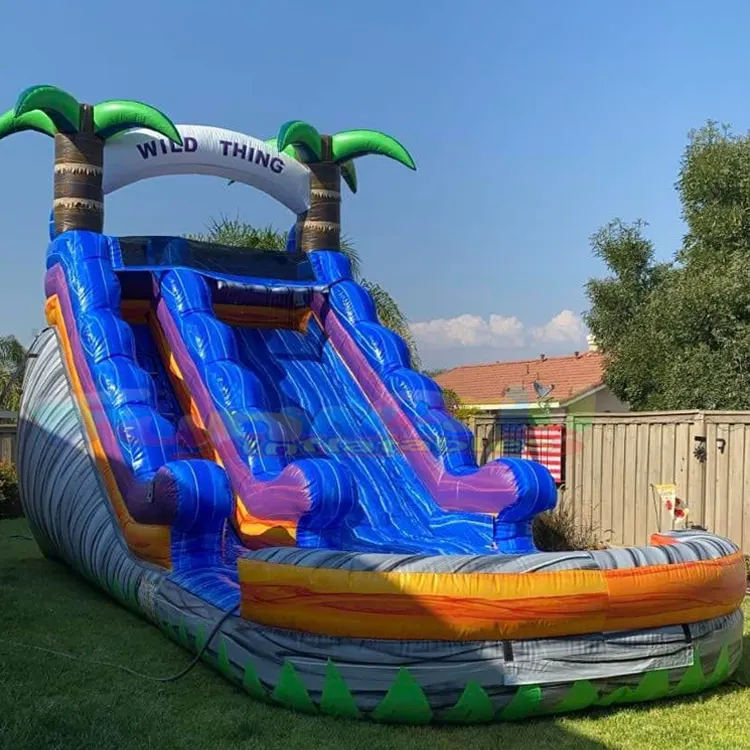 Groothandel Tobogan Inflable Stuiteren Springkussen Springen Kasteel Commerciële Opblaasbare Wilde Ding Water Slide