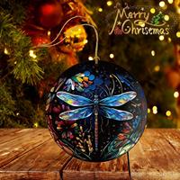 Ornement de Noël suspendu en acrylique 2D, motif libellule gravé au laser, attrape-soleil floral pour fenêtre et mur de la maison