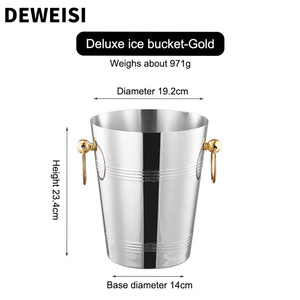 Deweisi 5 Lít Xô Đá Đồ Uống Bồn Tắm Rượu Sâm Banh Xô Đá Với Xử Lý Thép Không Gỉ Cách Nhiệt Xô Đá - Product Image 5