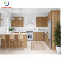 Fournisseur de meubles de cuisine en gros du Vietnam, armoires de cuisine RTA de taille américaine en bois massif MDF, style Shaker fin, chêne blanc